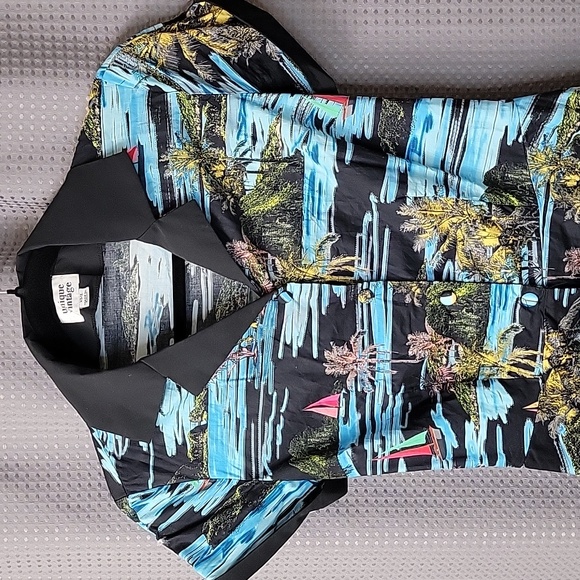 Unique Vintage Rockabilly Pin Up Tropical Hawaiian Print Dress Size XS - Picture 2 of 8